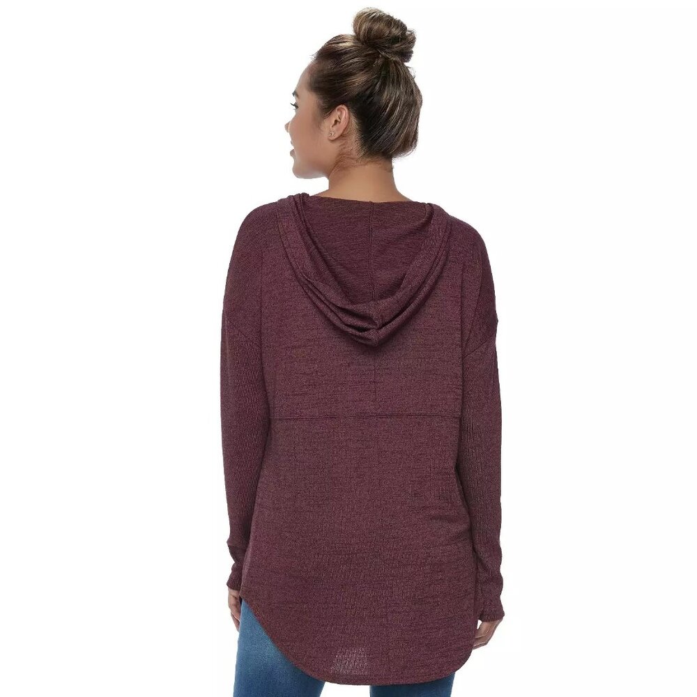 Mudd Junior's Hooded Cardigan Plum Sz L